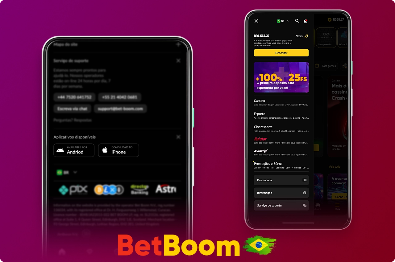 Os usuários do Betboom têm acesso a um aplicativo móvel gratuito para Android e iPhone
