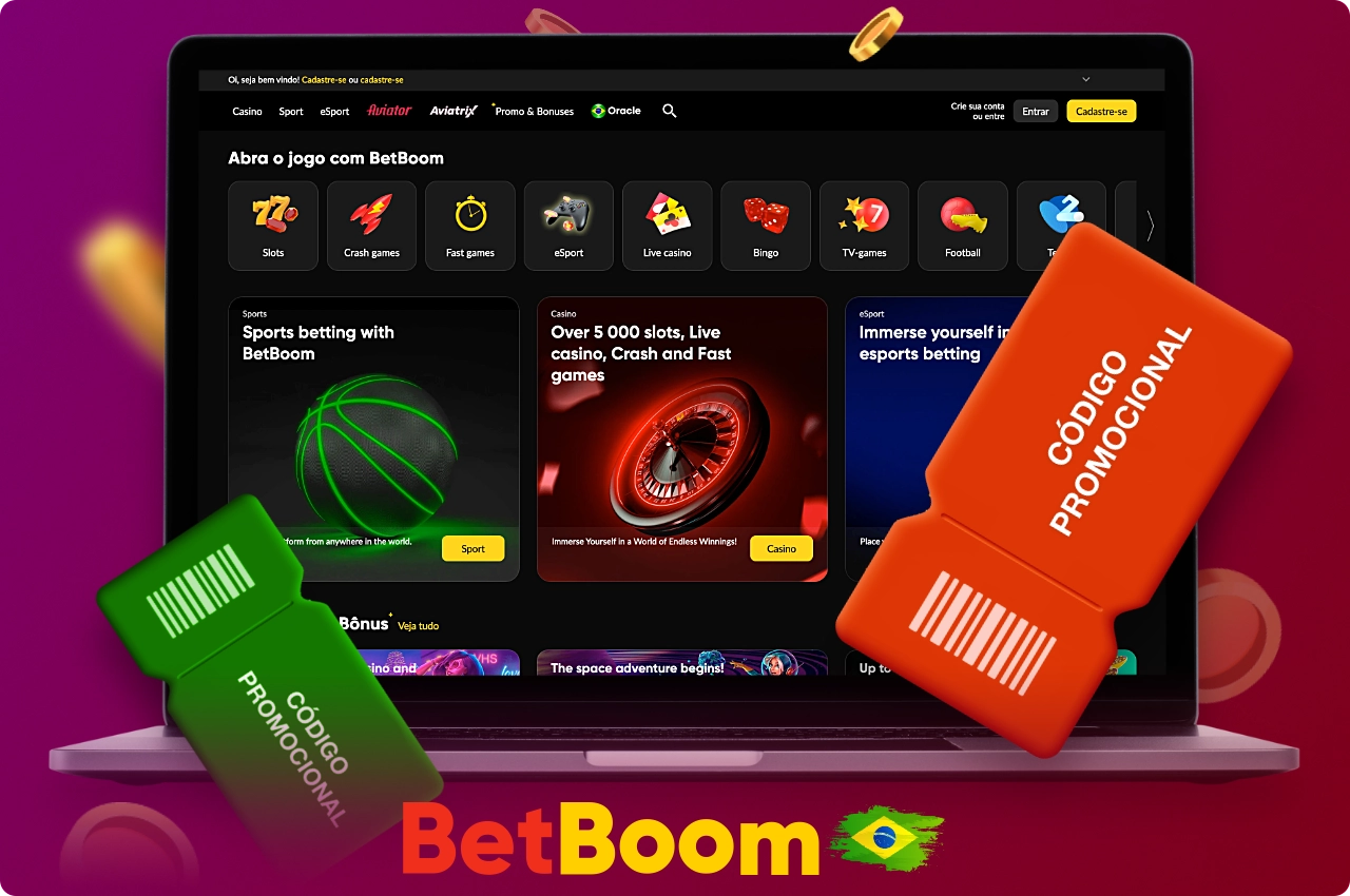 Usando o código promocional do Betboom para o registro, você pode obter um bônus adicional