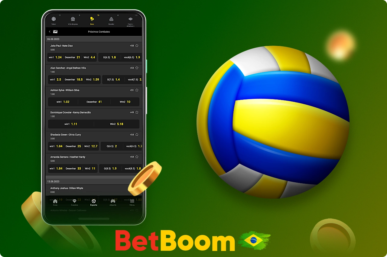 Na plataforma Betboom, os usuários do Brasil podem apostar no vôlei, incluindo campeonatos regionais e mundiais