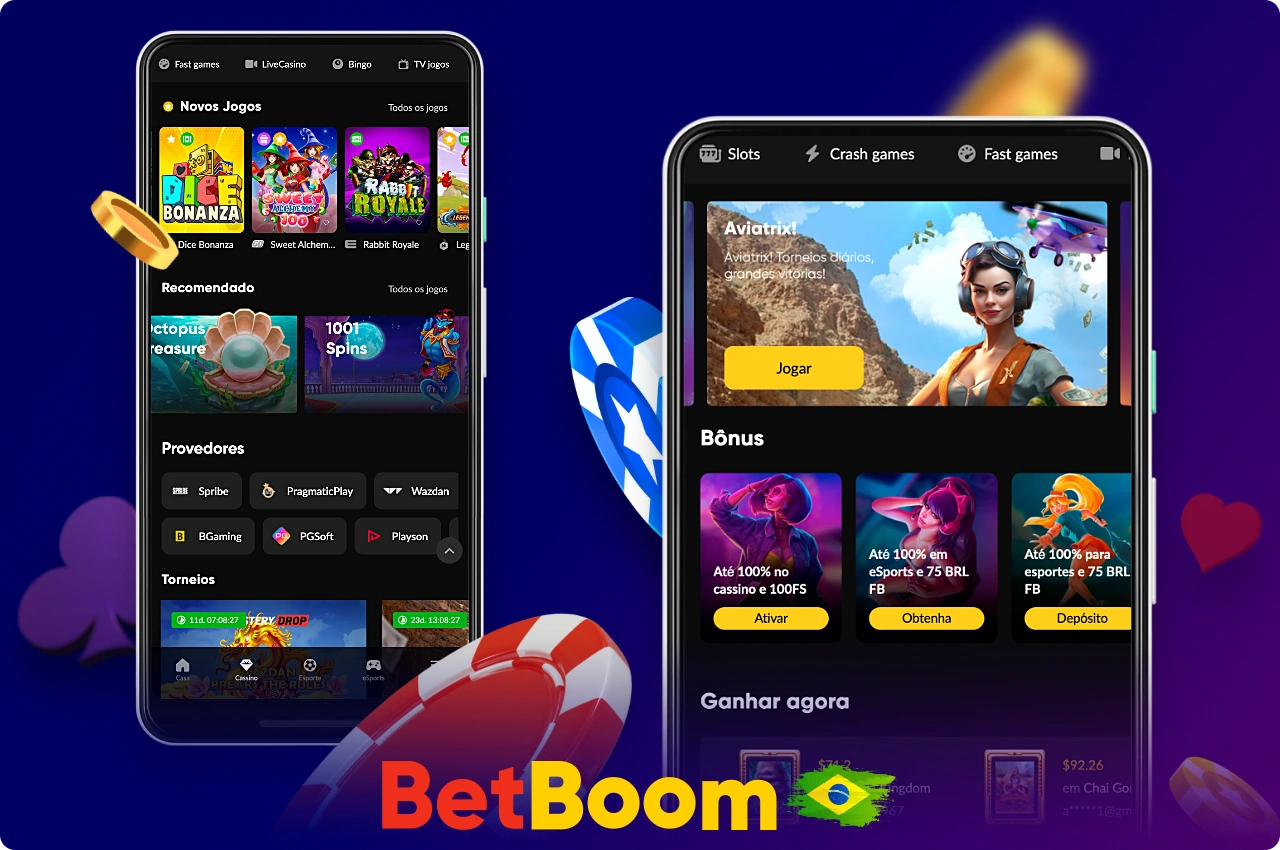 Usando o aplicativo BetBoom, os usuários do Brasil têm acesso a uma enorme coleção de jogos de cassino
