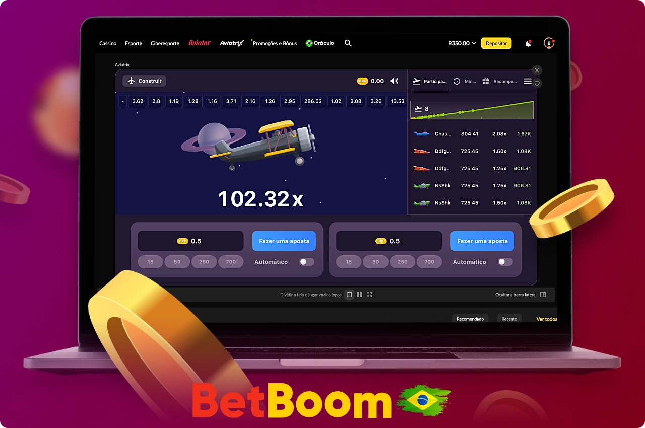 Jogue Aviatrix crash game na plataforma Betboom, você pode jogar com dinheiro real ou no modo de demonstração
