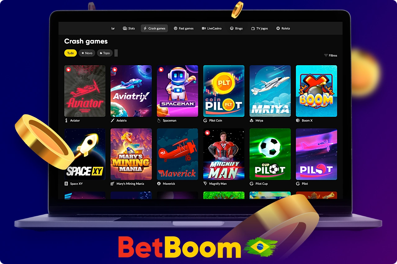 Os jogos Crash no Betboom Casino são particularmente populares, pois uma característica desse gênero de jogos são os ganhos instantâneos
