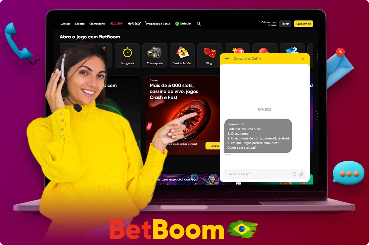 Você pode entrar em contato com o suporte ao cliente do Betboom no Brasil usando vários canais de comunicação