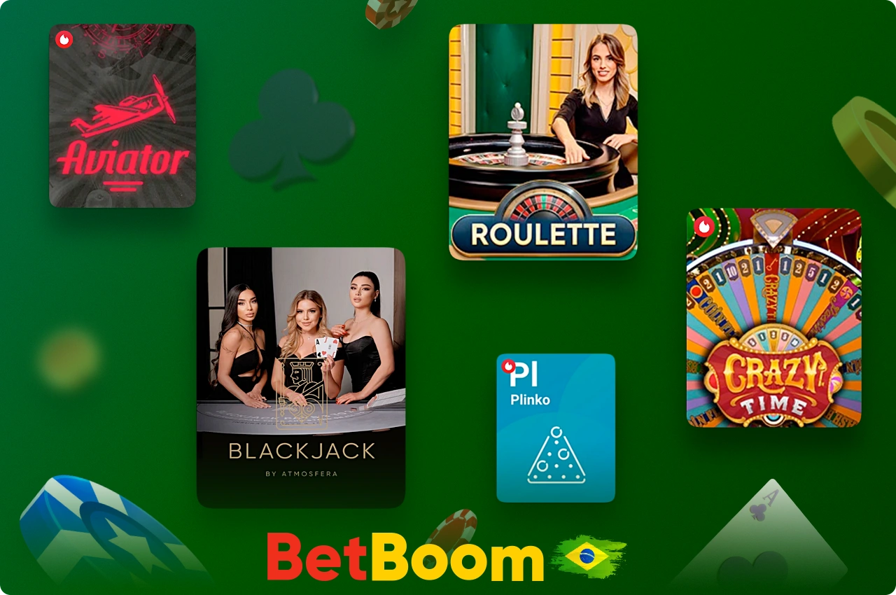No Betboom Casino, a lista de jogos populares é gerada com base nas preferências dos usuários do Brasil