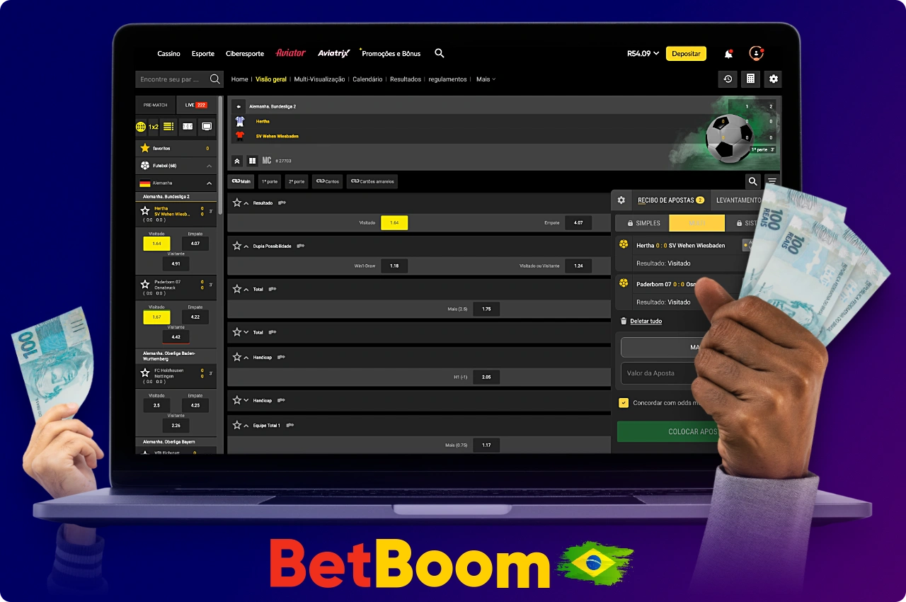 Diferentes tipos de apostas estão disponíveis para usuários do Brasil na BetBoom