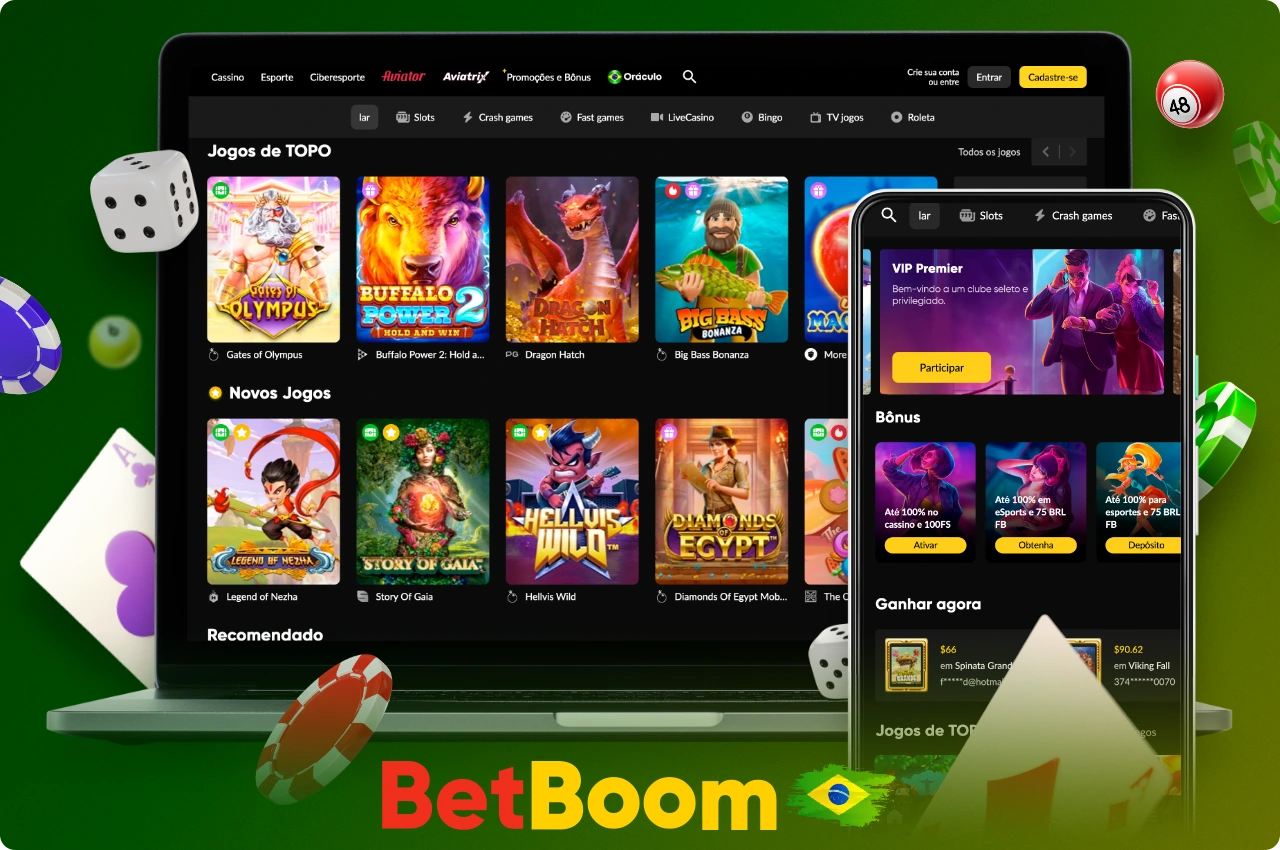 O cassino on-line Betboom oferece diferentes tipos de jogos de azar aos usuários do Brasil