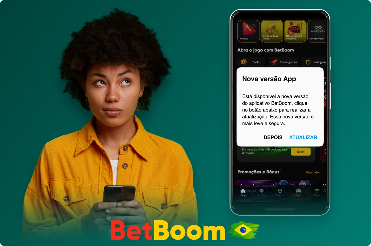 O aplicativo BetBoom pode ser atualizado depois que o usuário receber uma notificação nesse sentido
