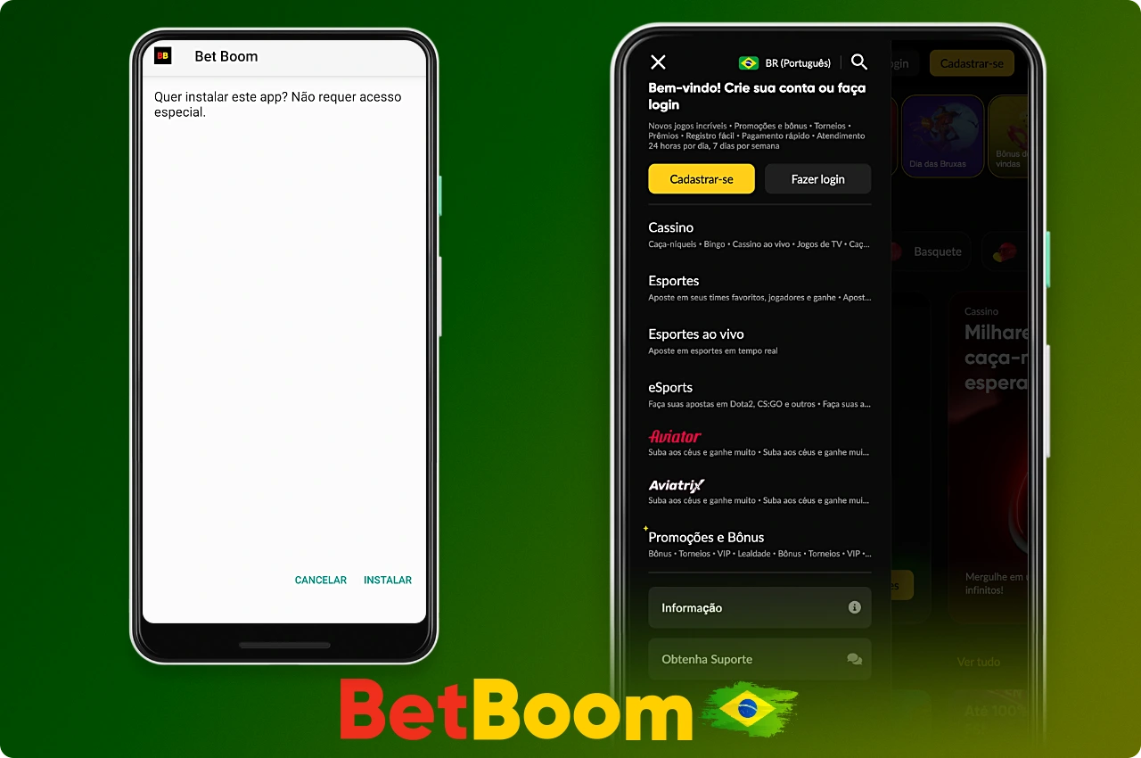 Depois de fazer o download do aplicativo BetBoom para Android, você precisa instalar o aplicativo em seu smartphone
